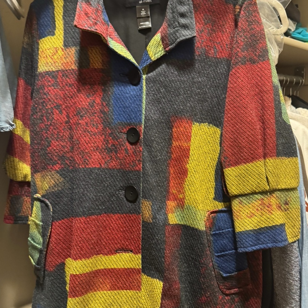 Colorblock Textured Coat - Multi